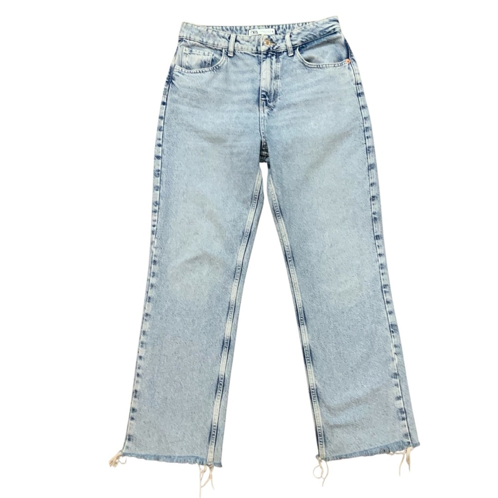 ✨ZARA BLOGGER FAVORITE HIGH WAIST STRAIGHT LEG RAW EDGE SZ 8